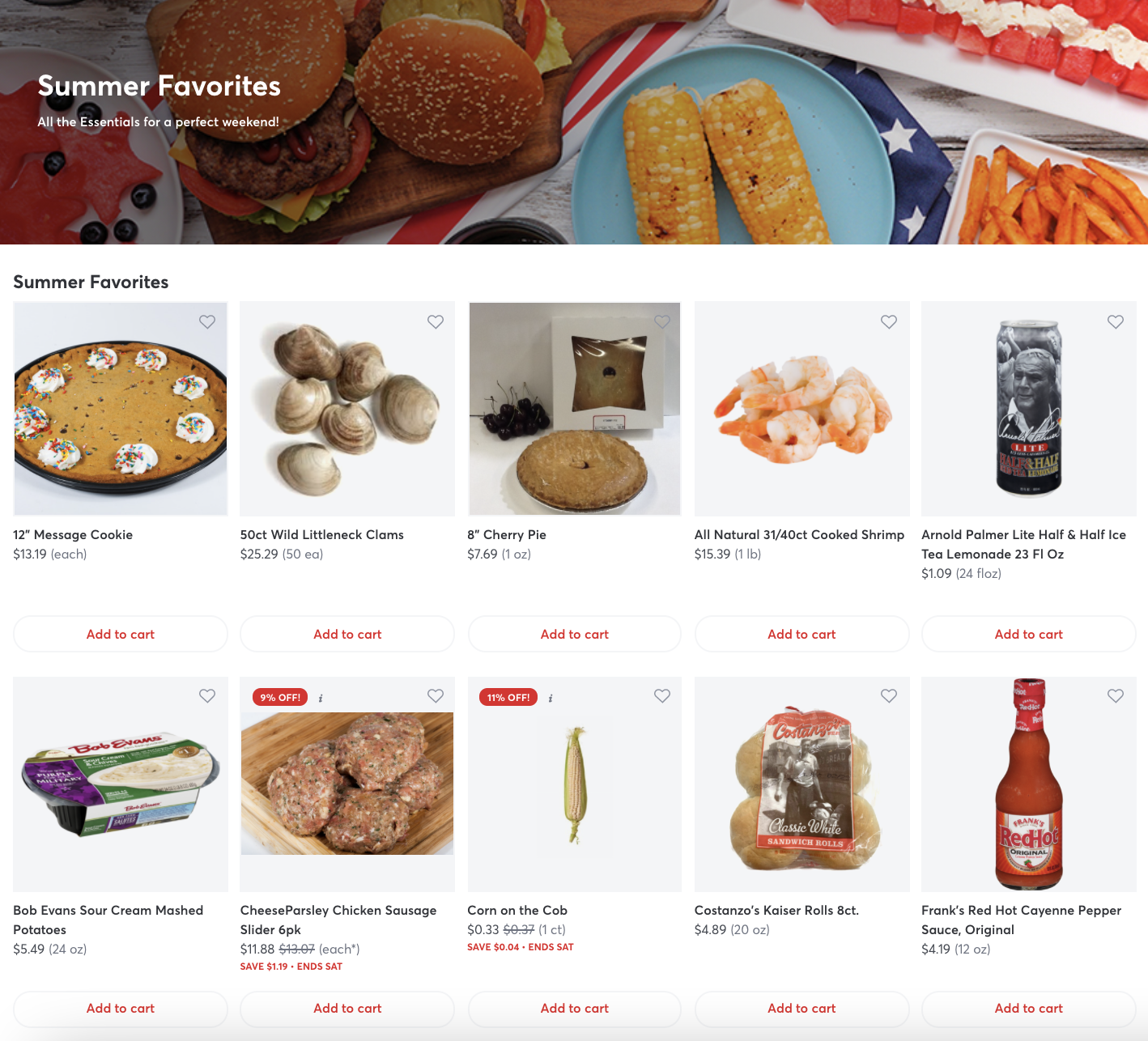 Picture of online grocery store advertising summer products